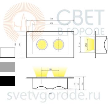 Светодиодный карданный светильник PIXI-2 2x25-40вт