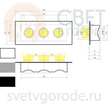 Светодиодный карданный светильник PIXI-3 2x25-40вт